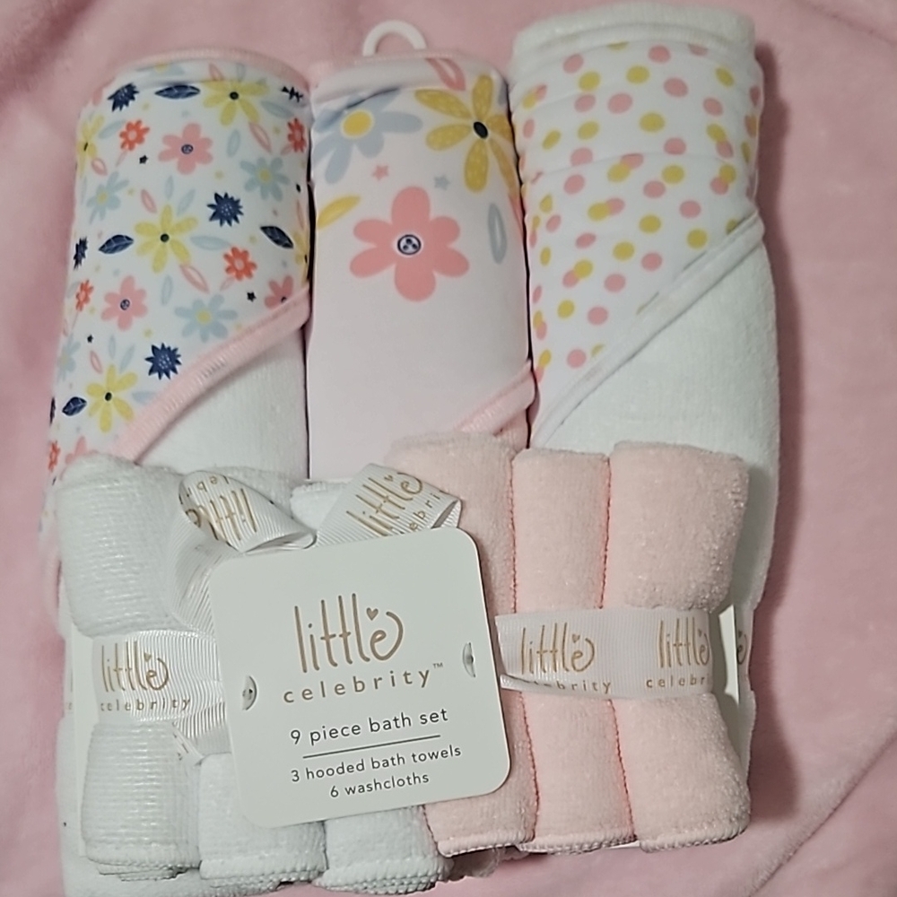 9 piece bath set 3 bath towels and 6 wash cloths